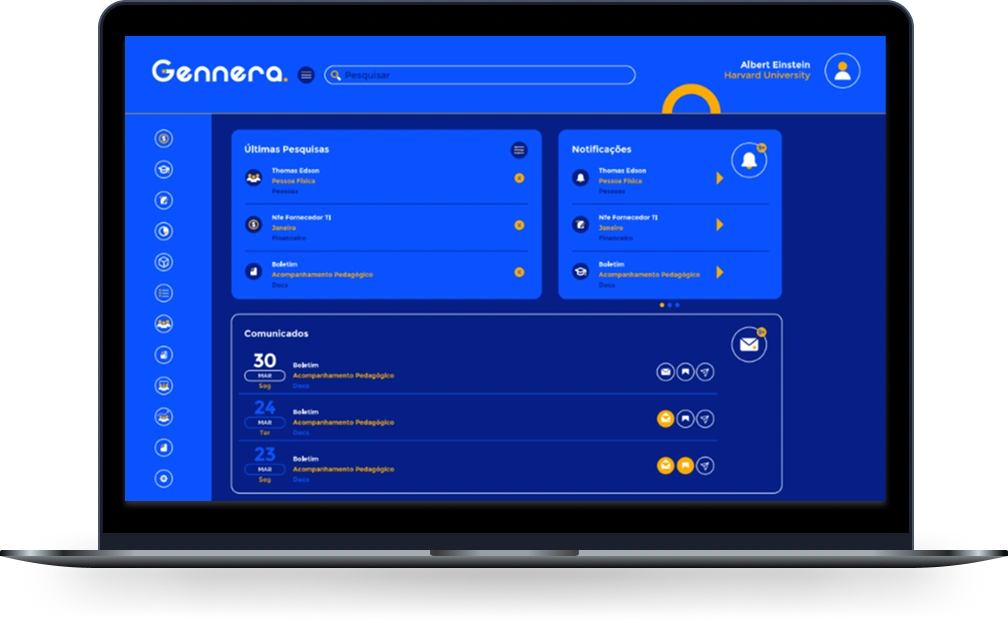 Imagem ilustrativa de nootbook com o sistema web de gennera one